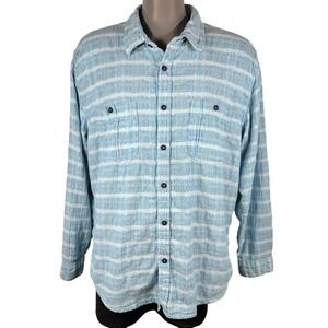 Carbon2Cobalt Button Up Shirt XL Blue Plaid Gauzy Slub Cotton Preppy Summer L/S